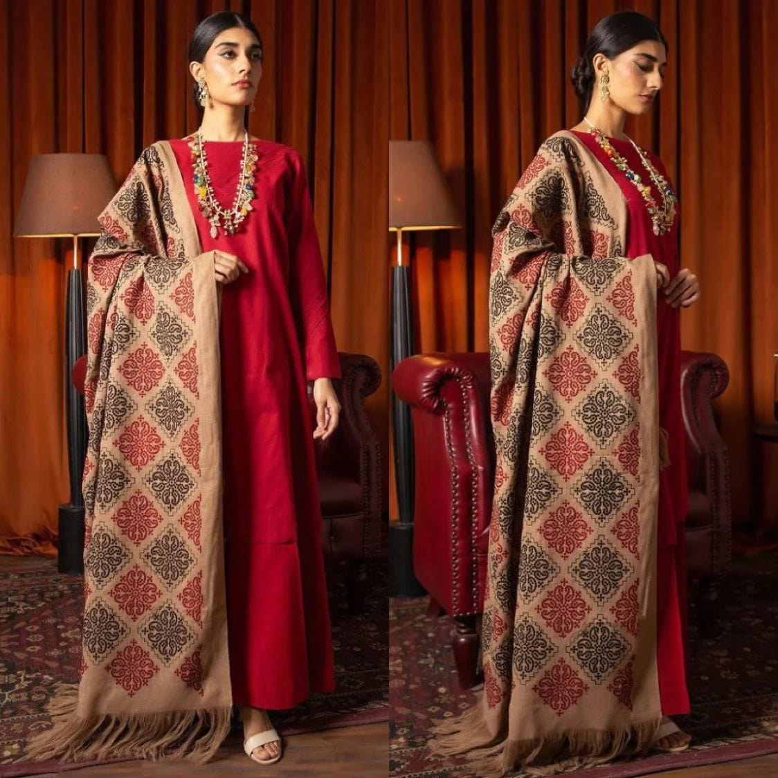 Motifz MZ-01 Dhanak Embroidered 3pc Wt
