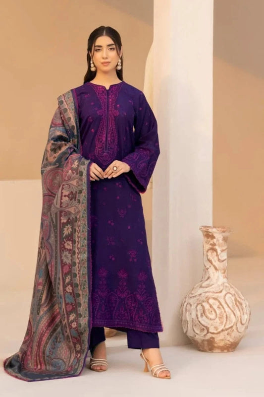 Sapphire D-133 Dhanak Embroidered 3Pc Wt