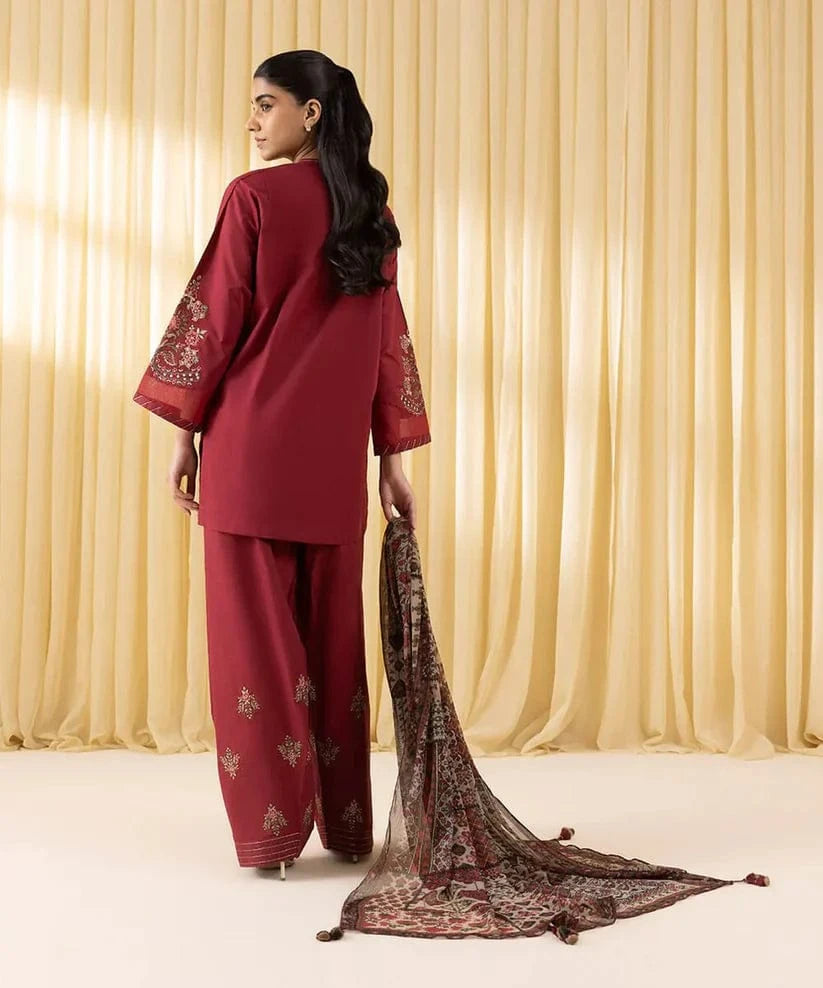 Sapphire D-68 Dhanak Embroidered 3Pc Wt