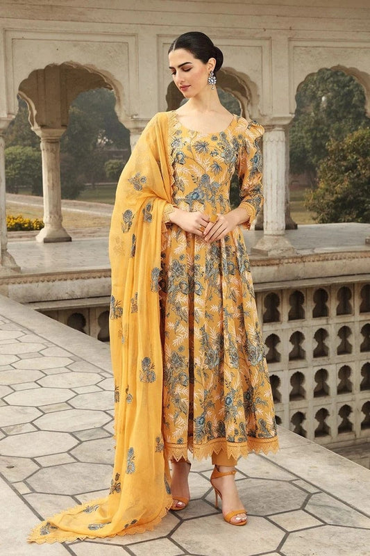Bareeze D-355 Musturd Embroidered Dhanak 3pc