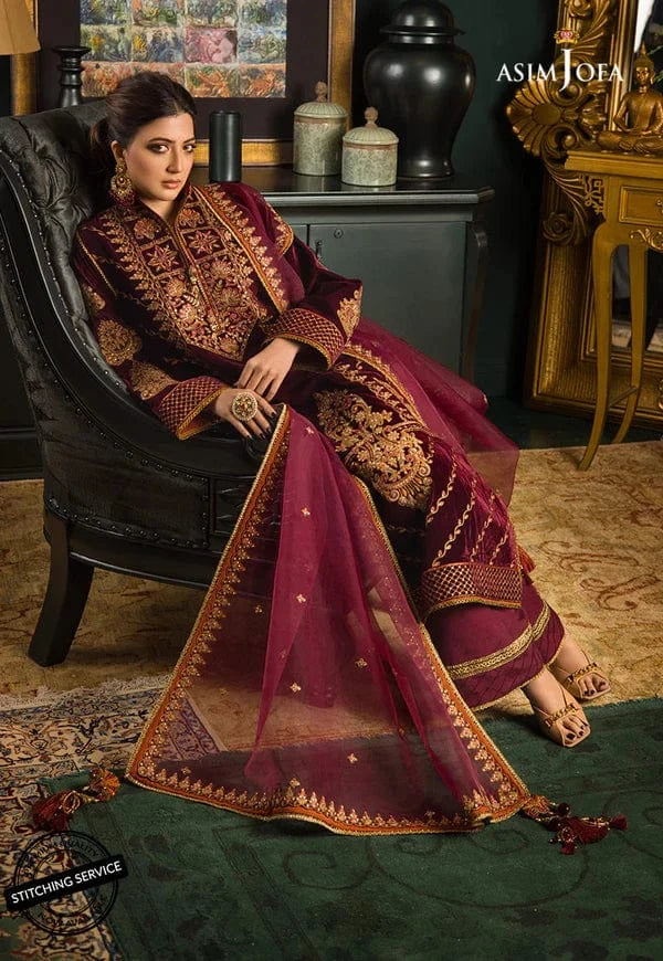 Asim Jofa AJ-738 Velvet Embroidered 3pc