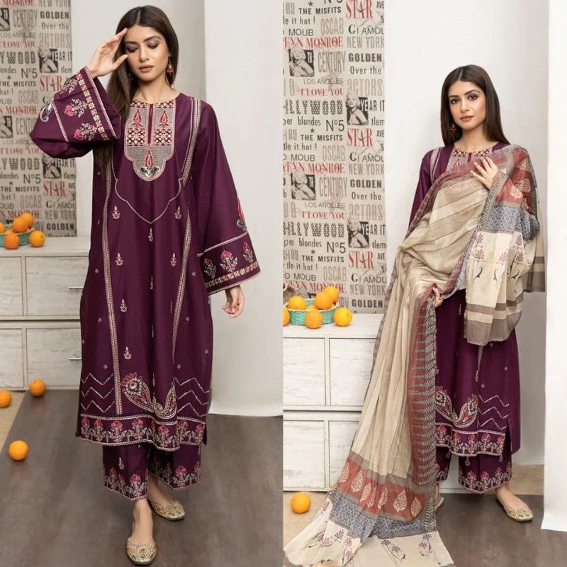 Sapphire UR-169 Embroidered Dhanak 3pc