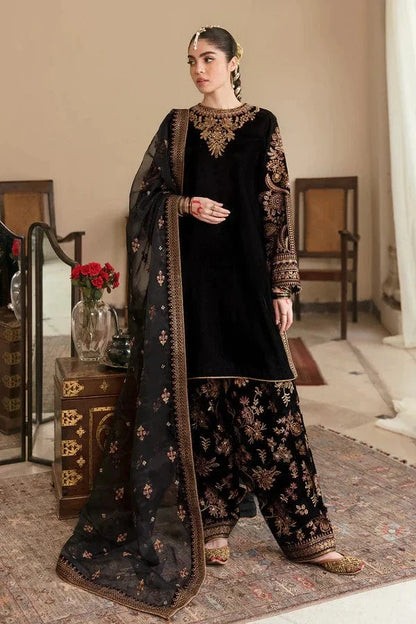 BRQ-107 Black Velvet Embroidered 3pc Wt