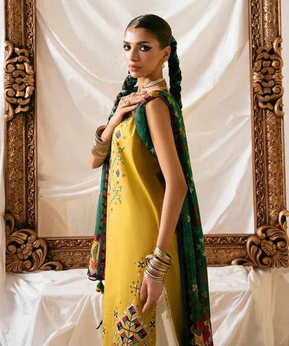 Sapphire D-69 Mustard Embroidered Dhanak 3pc