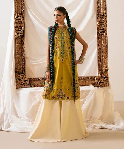 Sapphire D-69 Mustard Embroidered Dhanak 3pc