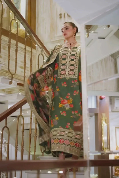 Silk-1001 Mongia Airjet Shamoz Silk Embroidered 3pc