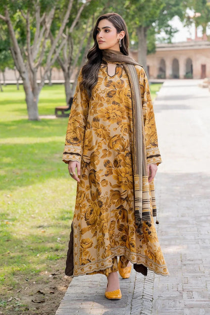 Baroque Mustard D-792 Printed Lawn 3pc