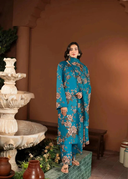 Ac-156 Shamooz Silk Printed 3pc Wt
