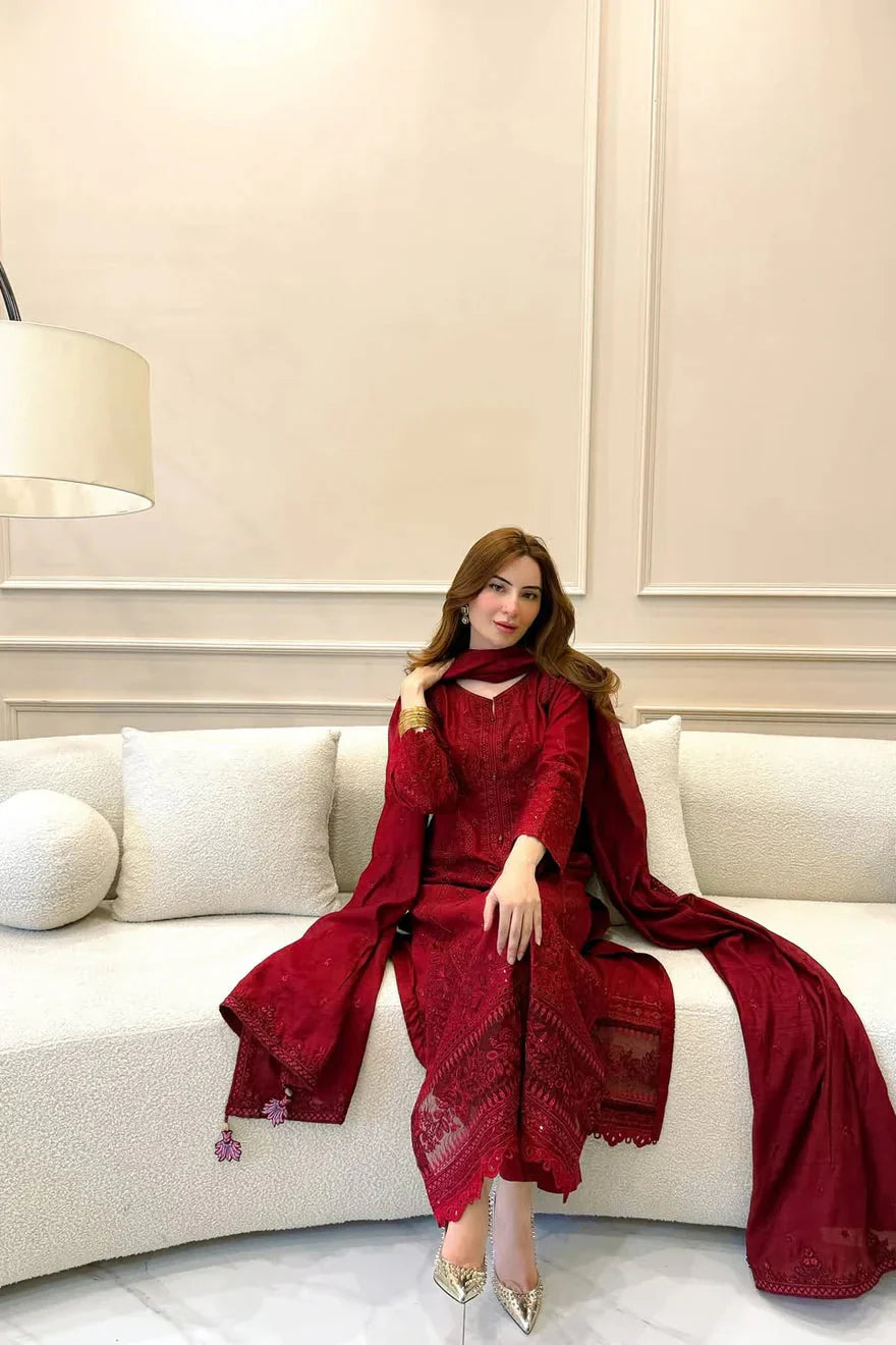 Zarqash D-210 Embroidered Lawn 3pc