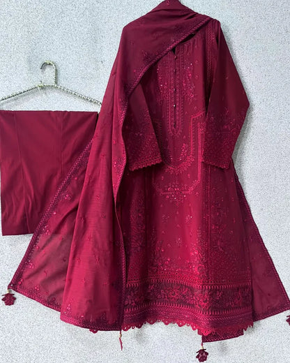 Zarqash D-210 Embroidered Dhanak 3pc