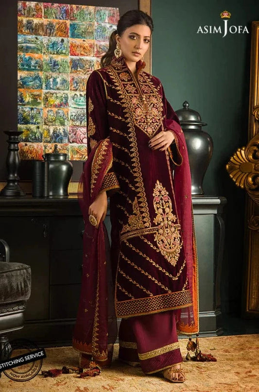 Asim Jofa AJ-738 Velvet Embroidered 3pc