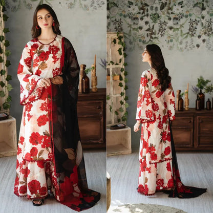 D-826 Printed Silk 3Pc Wt