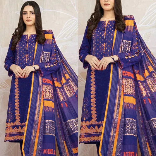 EdenRobe D-718 Blue Dhanak Printed 3pc