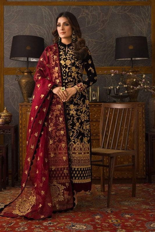 Azure D-107 Black Velvet Embroidered 3pc Wt
