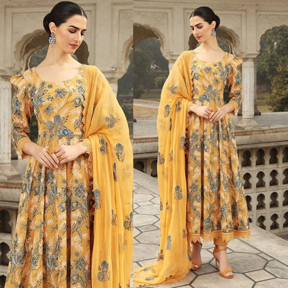 Bareeze D-355 Musturd Embroidered Dhanak 3pc