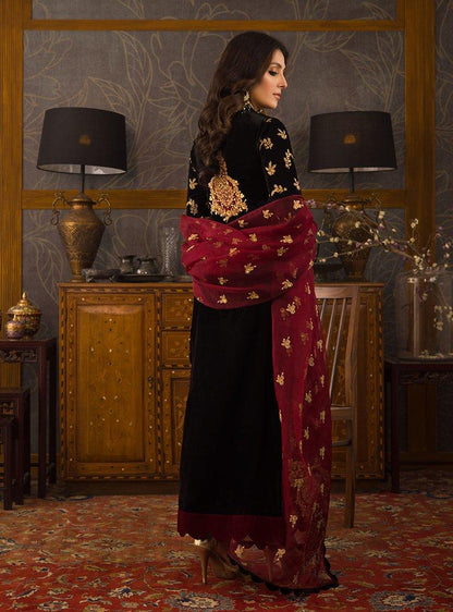 Azure D-107 Black Velvet Embroidered 3pc Wt
